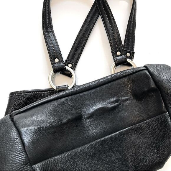 Kenneth Cole Reaction Black Pebbled Leather XL Double Handle Shoulder Tote Bag - Picture 7 of 15